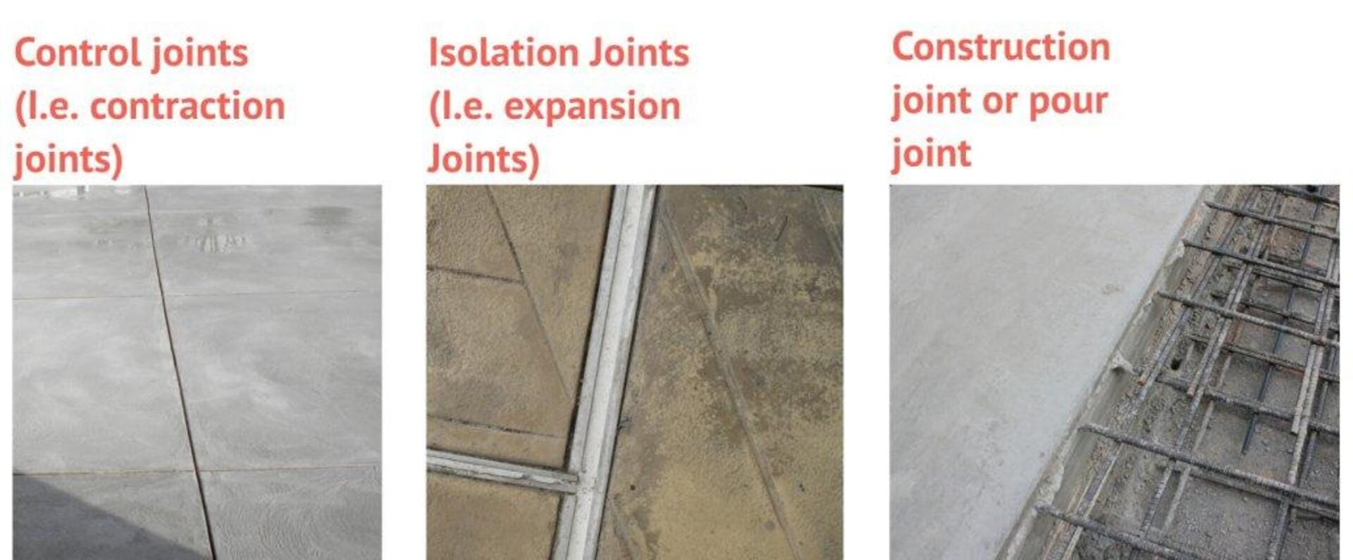 joints in concrete construction types